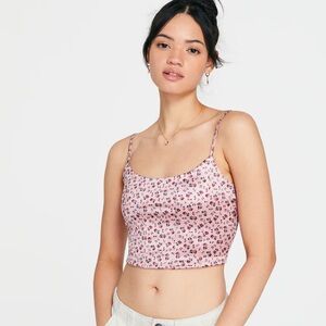 NWOT - Aeropostale Pink Floral Satin Corset Crop Top